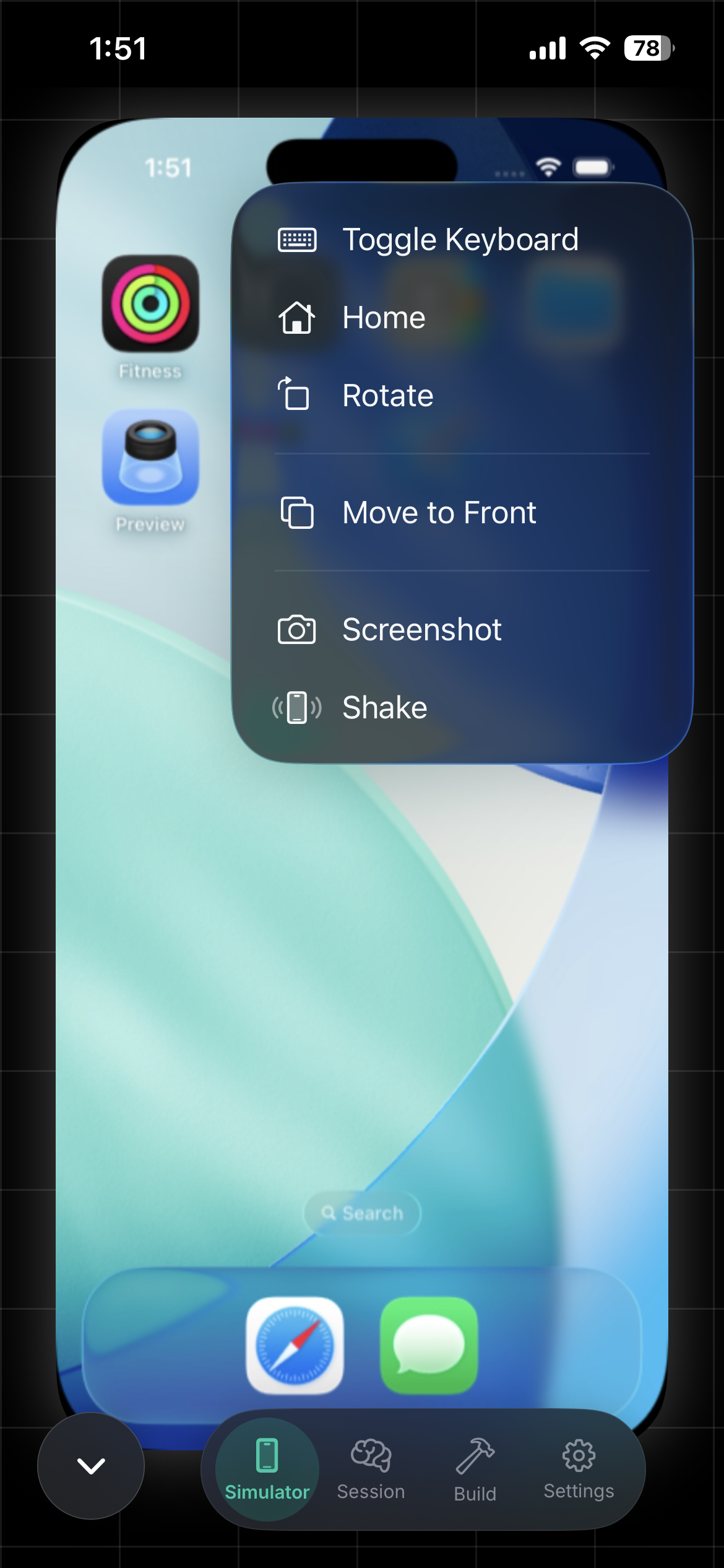 Simulator tab