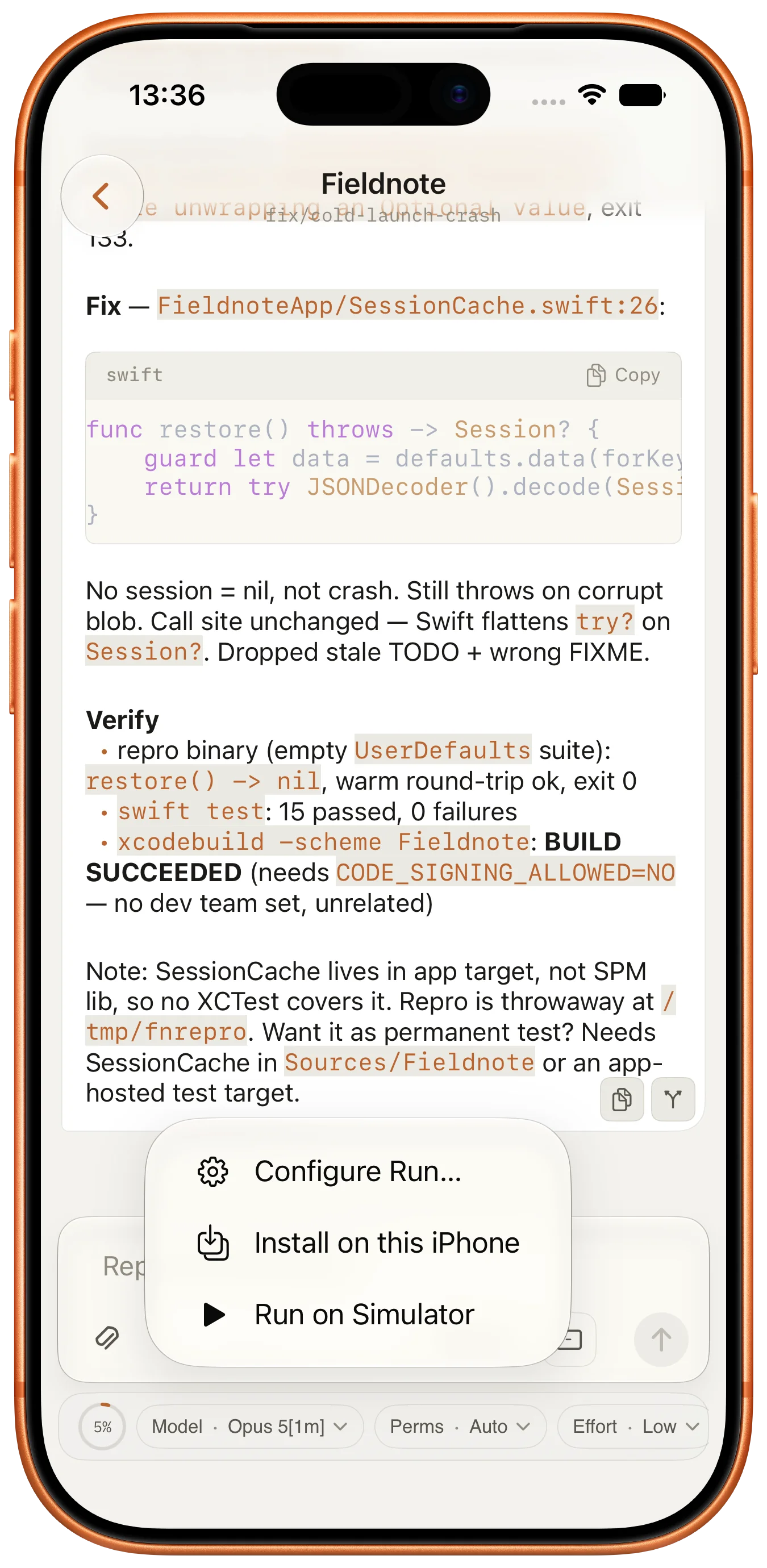 Build running with live logs